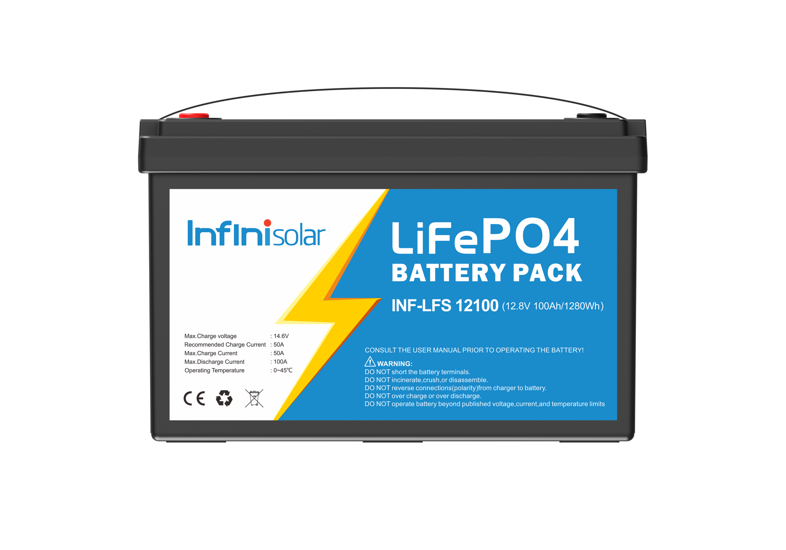 Літієвий акумулятор InfiniSolar INF-LFS 12100 / 12.8 В / 100 А⋅год / LiFePO4