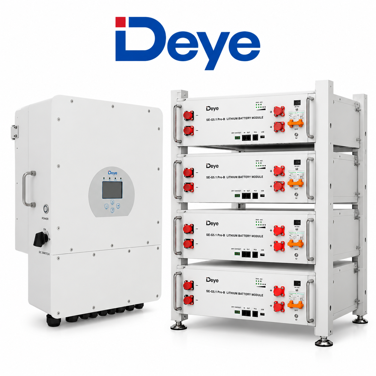 Комплект резервного живлення Deye 10 кВт трифазний + 4× LiFePO4 20,48 кВт·год — для дому