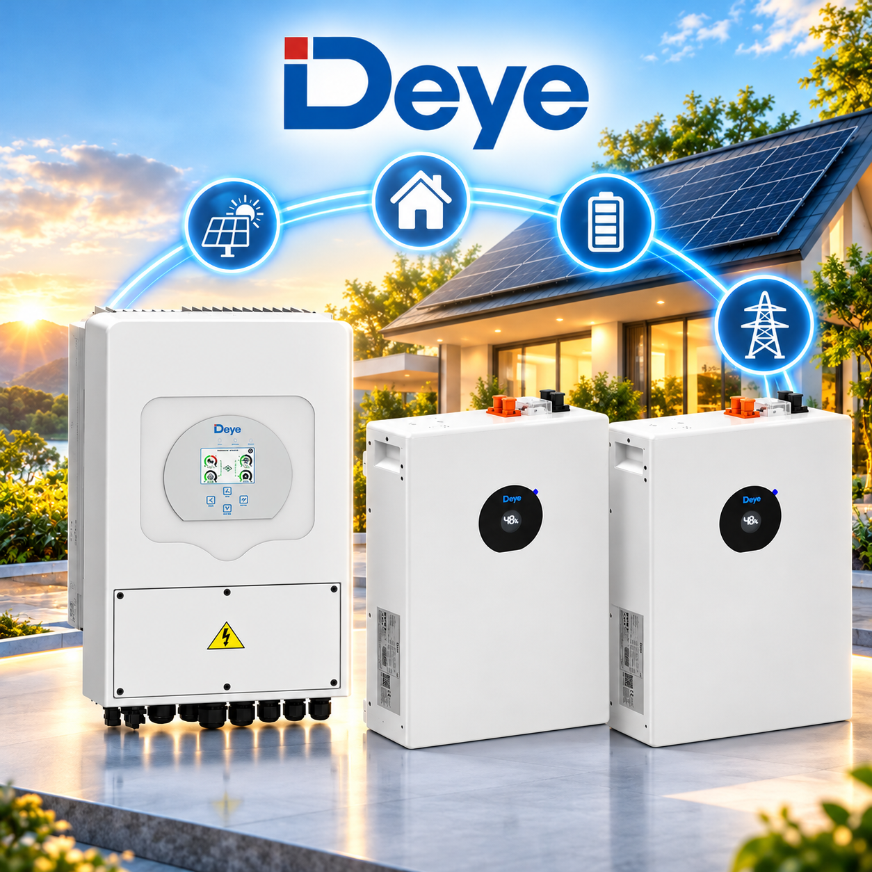 Комплект резервного живлення Deye 5 кВт + 2× LiFePO4 10,24 кВт·год — для дому