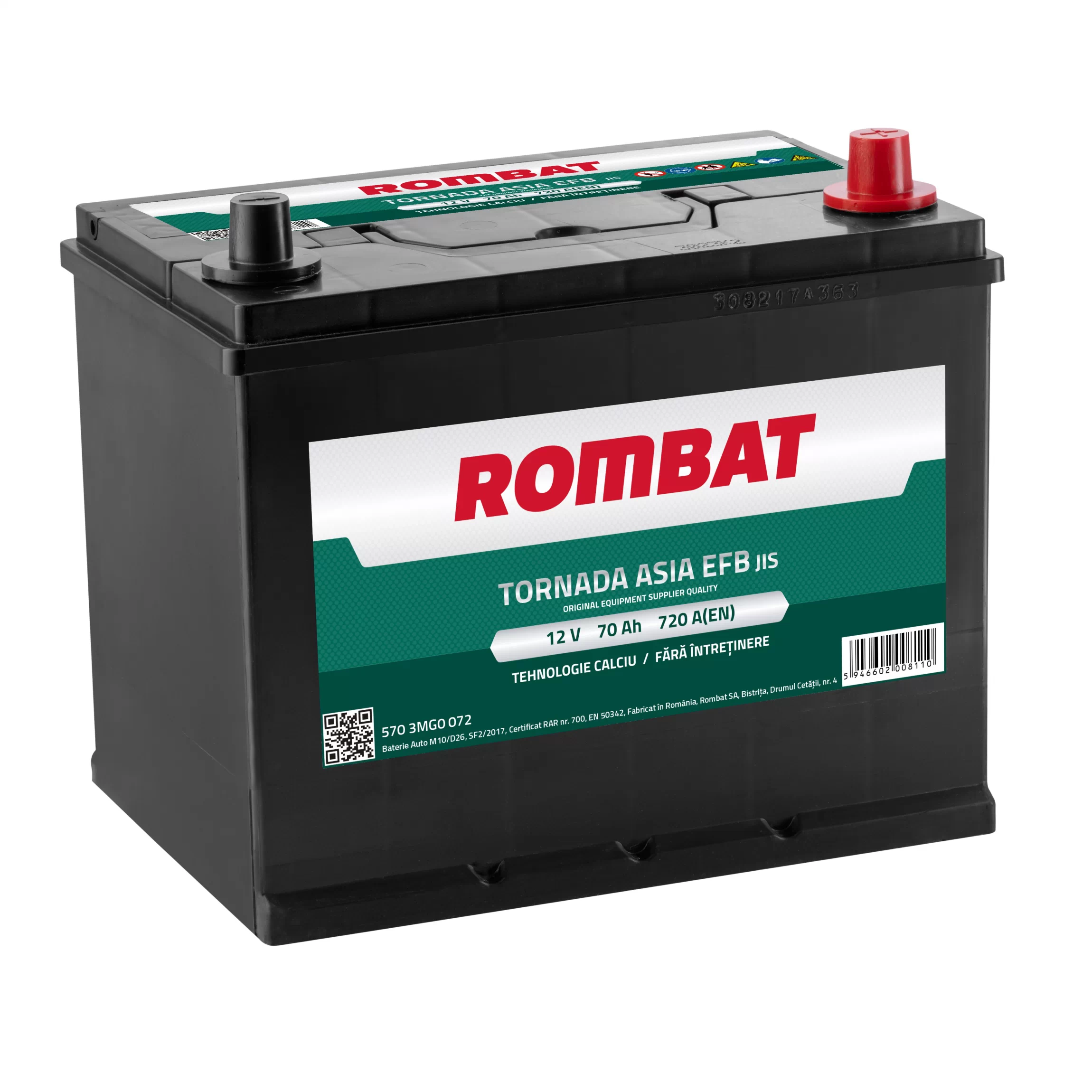 Акумулятор Rombat TORNADA ASIA EFB 70Ah 720A Start-Stop S95