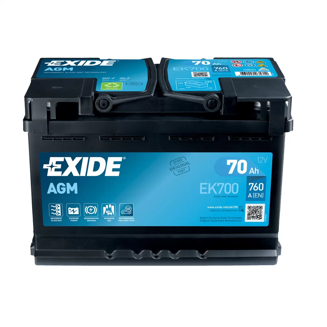 Акумулятор Exide Start-Stop AGM 70Аh 760A R+ (EK700)