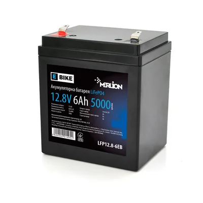 Літієвий акумулятор MERLION LFP12.8-6EB / 12.8 В / 6 А⋅год / LiFePO4