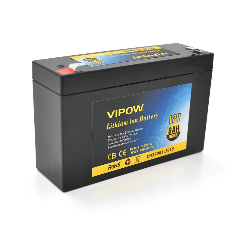 Літієвий акумулятор Vipow VP-1280LI / 12 В / 8 А⋅год / Li-ion
